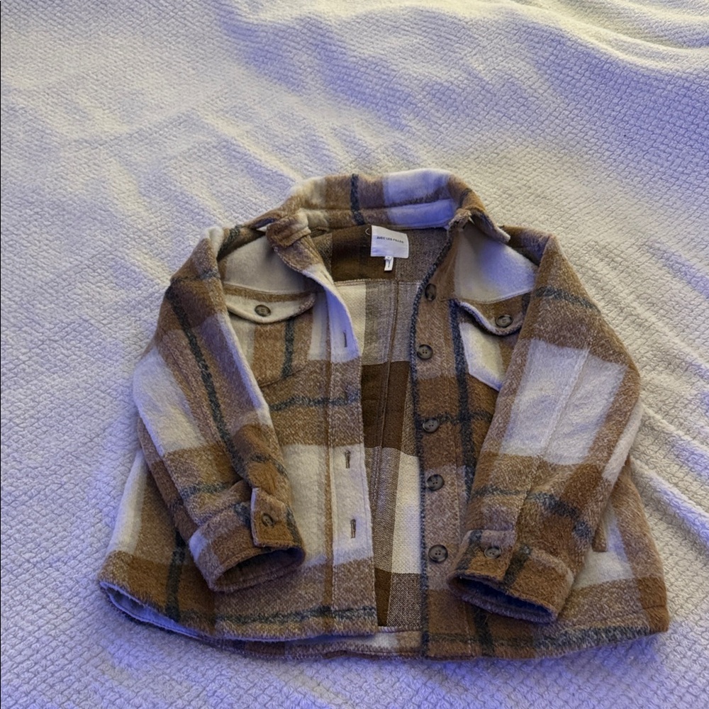 Avec Les Filles Plaid Jacket in Brown and White